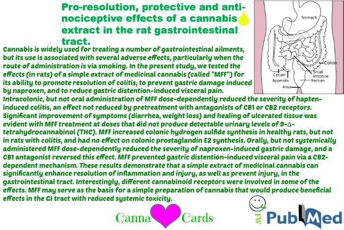 Pro-resolution, protective and anti-nociceptive effects of a cannabis extract in the rat gastrointestinal tract.