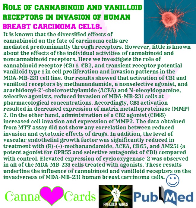 Role of cannabinoid and vanilloid receptors in invasion of human breast carcinoma cells.